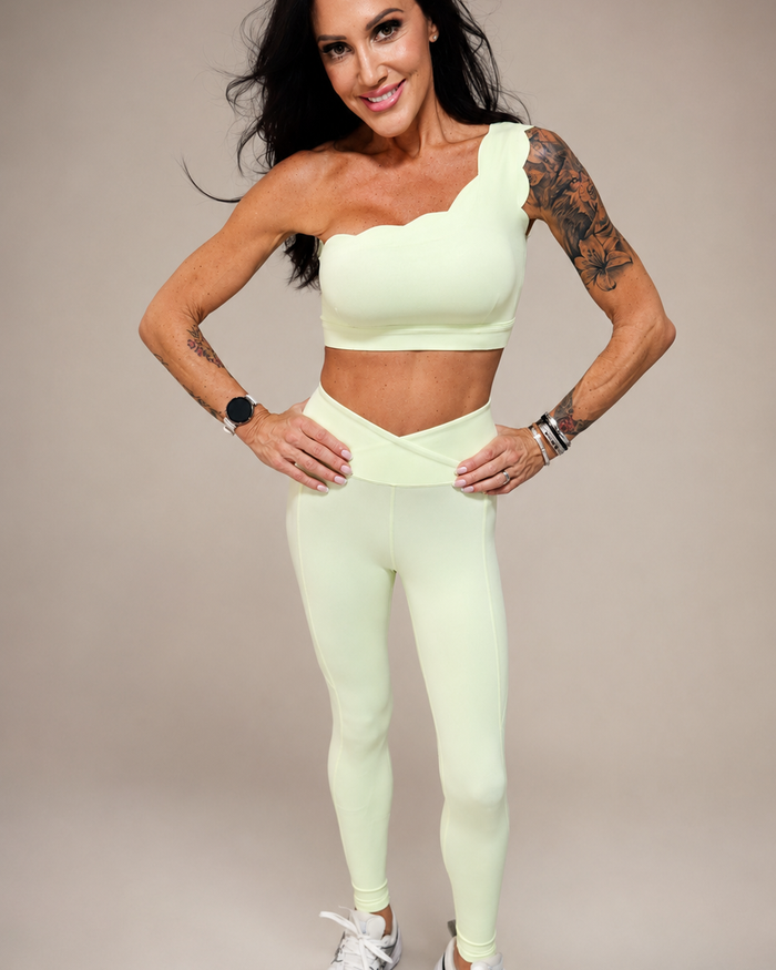 Soft Mint One Shoulder Scallop Set
