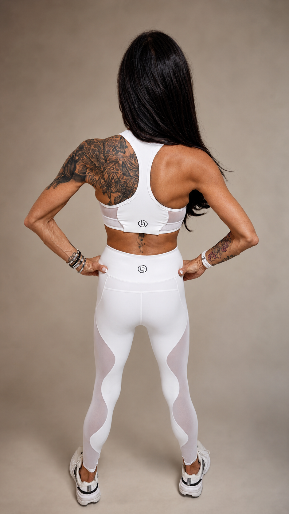White Mesh Panel Activewear Set
