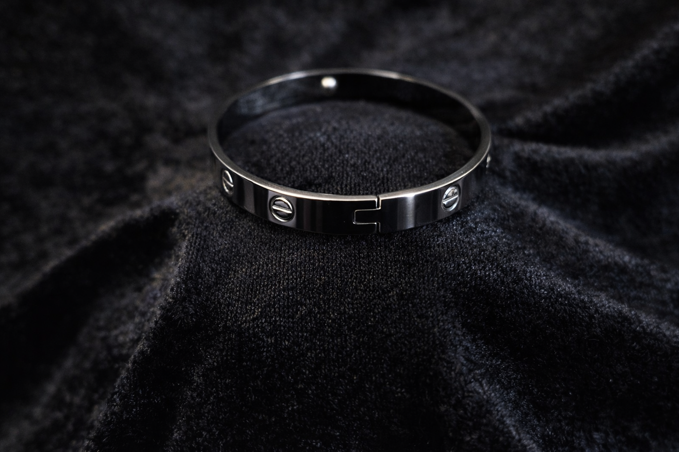 Sleek Silver Screw-Detail Bangle