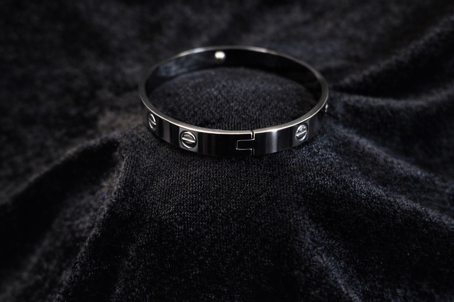 Sleek Silver Screw-Detail Bangle