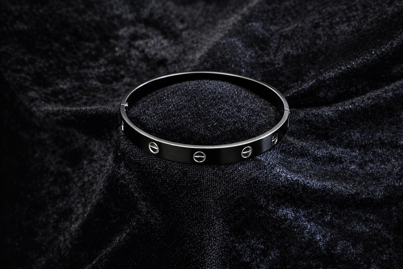 Sleek Silver Screw-Detail Bangle