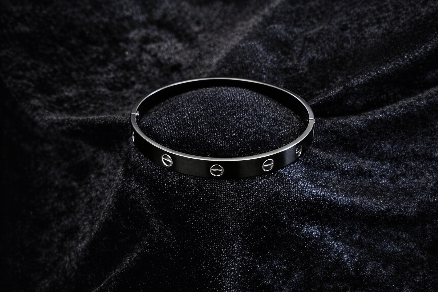 Sleek Silver Screw-Detail Bangle