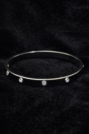 Sleek Silver Screw-Detail Bangle