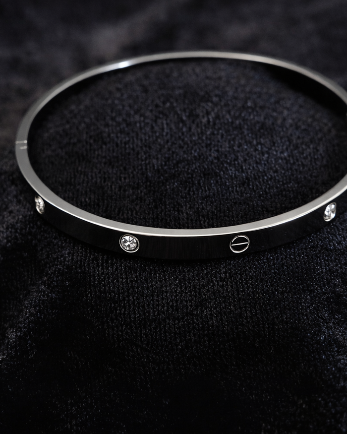 Silver Screw Detail Bangle