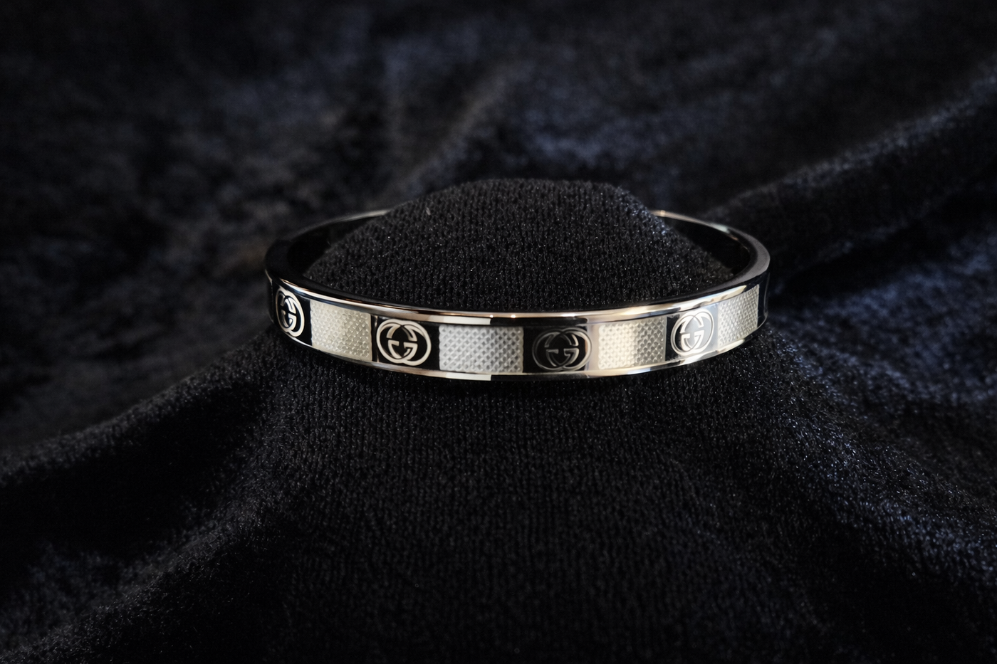 Silver Signature Bangle Bracelet