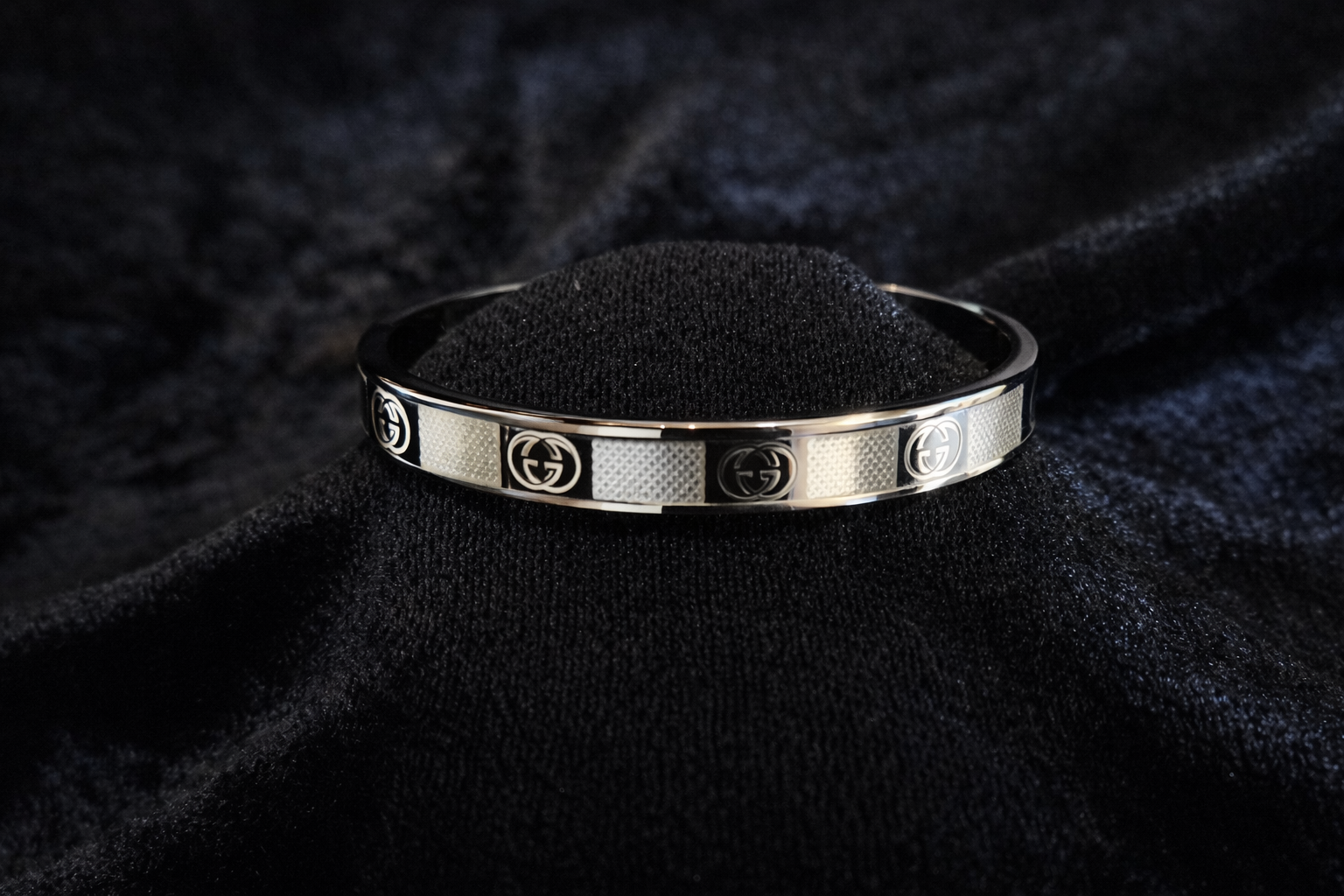 Silver Signature Bangle Bracelet