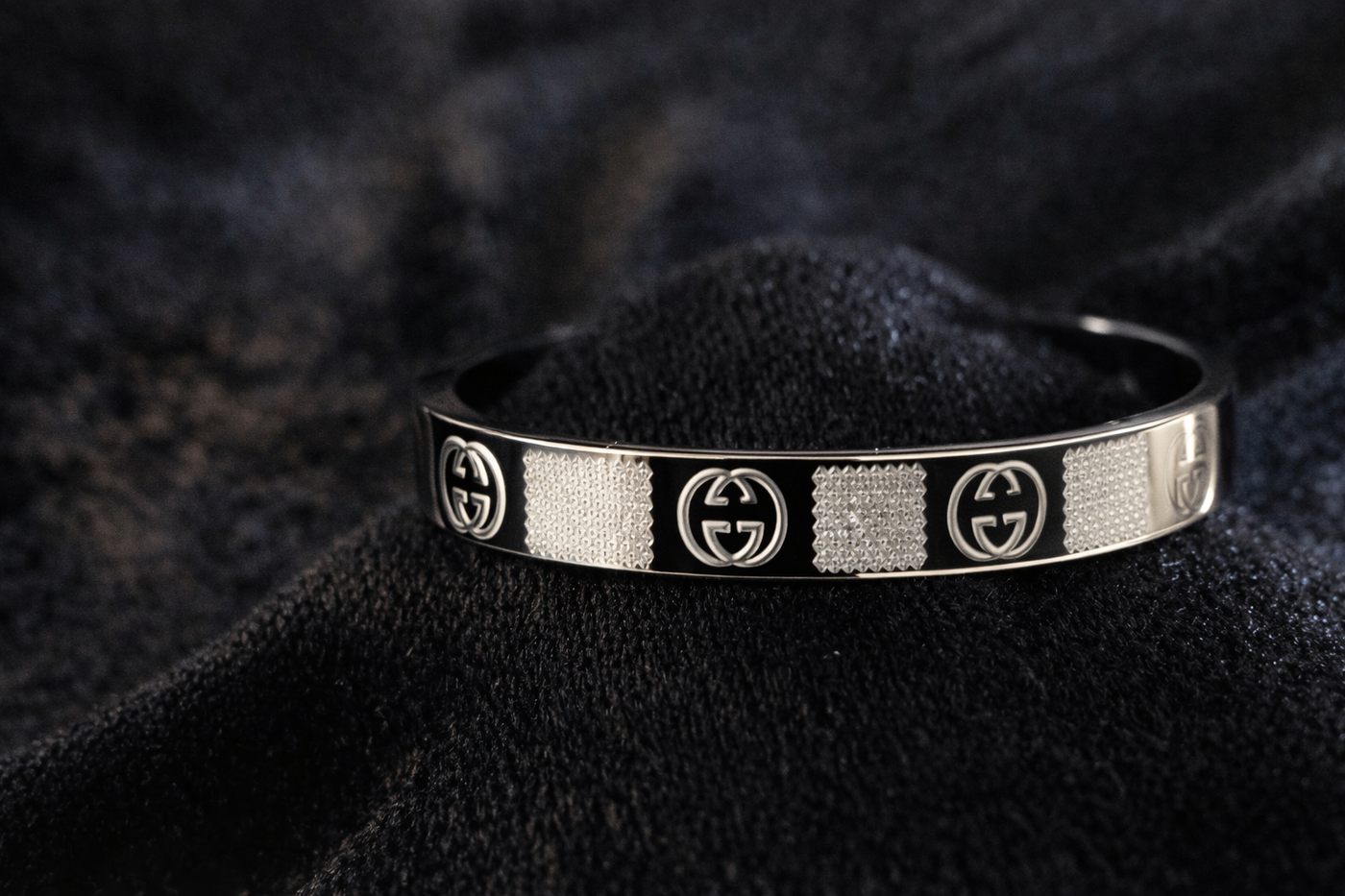 Silver Signature Bangle Bracelet