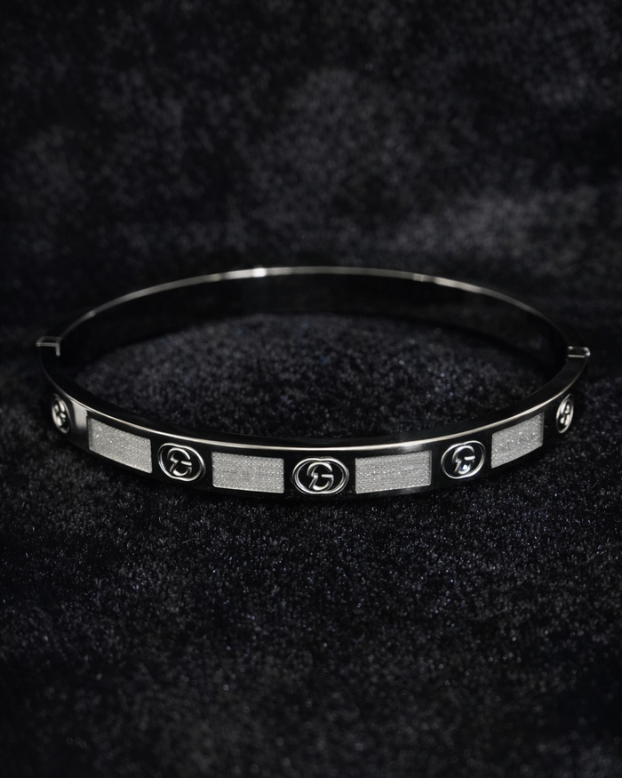 Silver Signature Bangle Bracelet