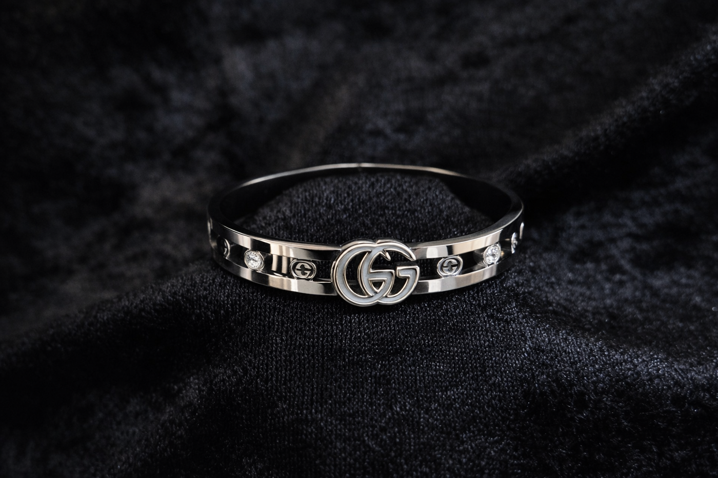 Silver Crystal Signature Bangle Bracelet