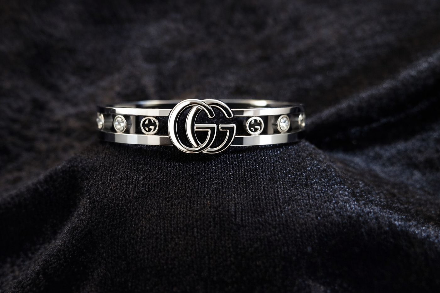 Silver Crystal Signature Bangle Bracelet