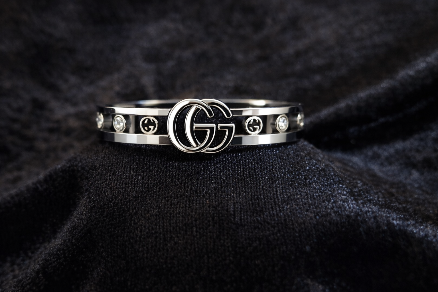 Silver Crystal Signature Bangle Bracelet