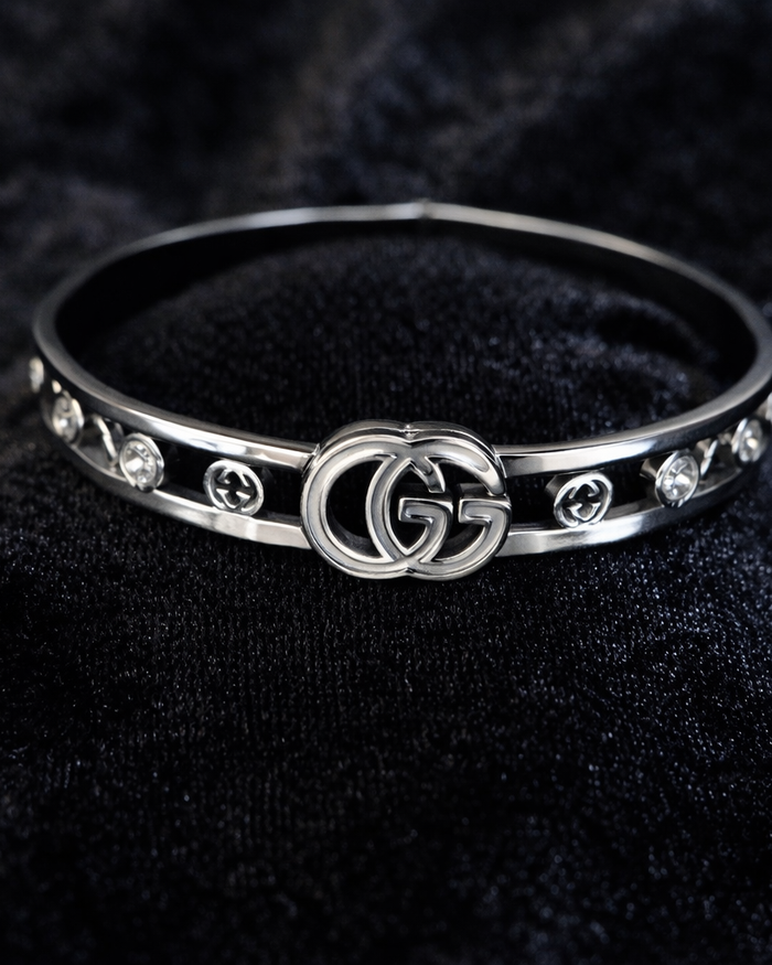 Silver Crystal Signature Bangle Bracelet