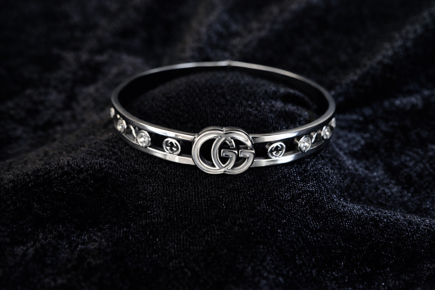 Silver Crystal Signature Bangle Bracelet