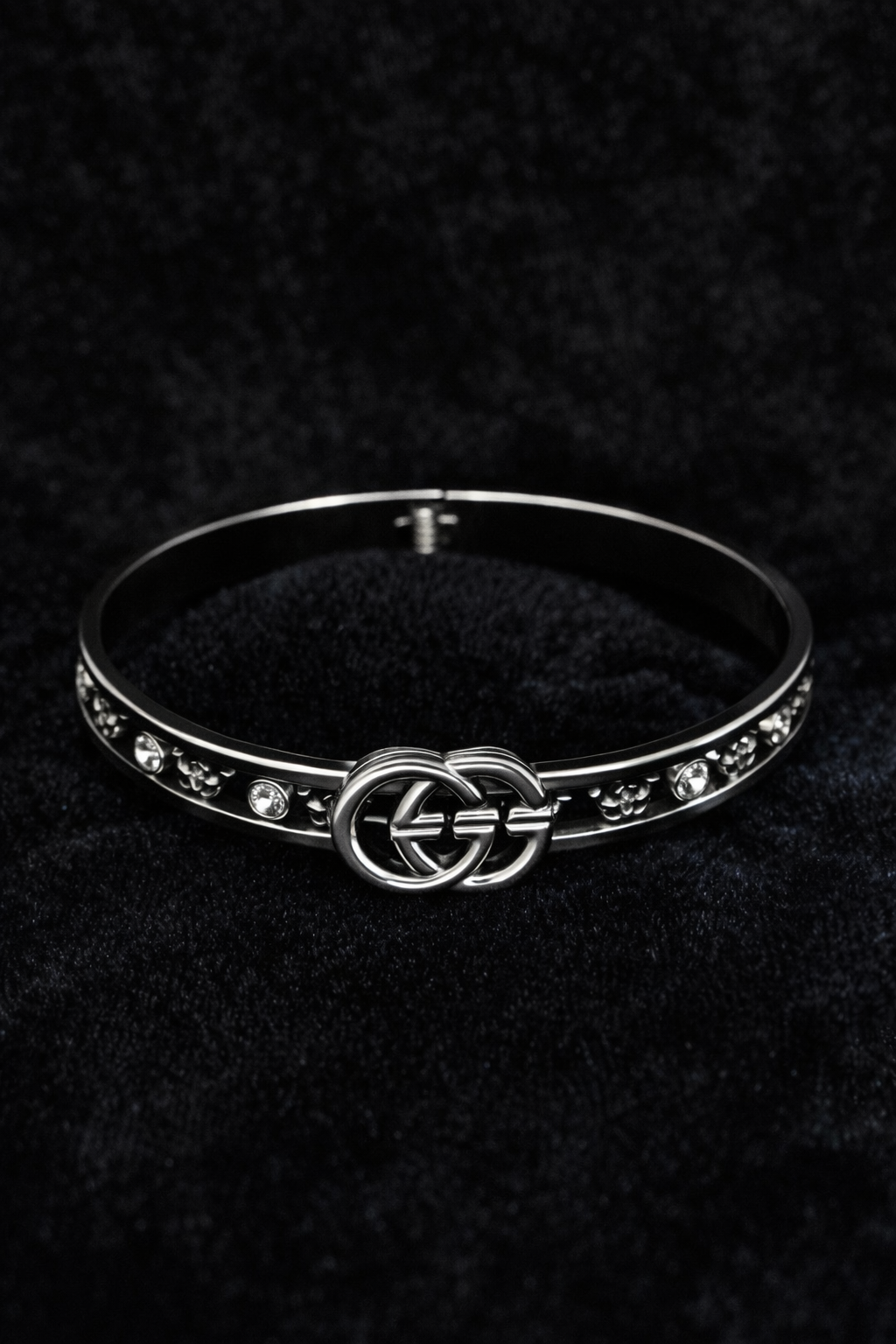 Silver Crystal Signature Bangle Bracelet