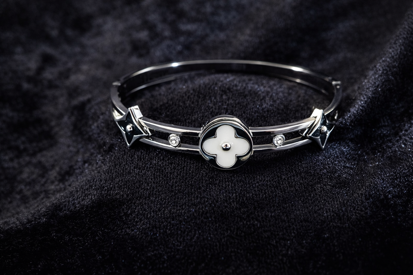Silver Floral Bangle Bracelet