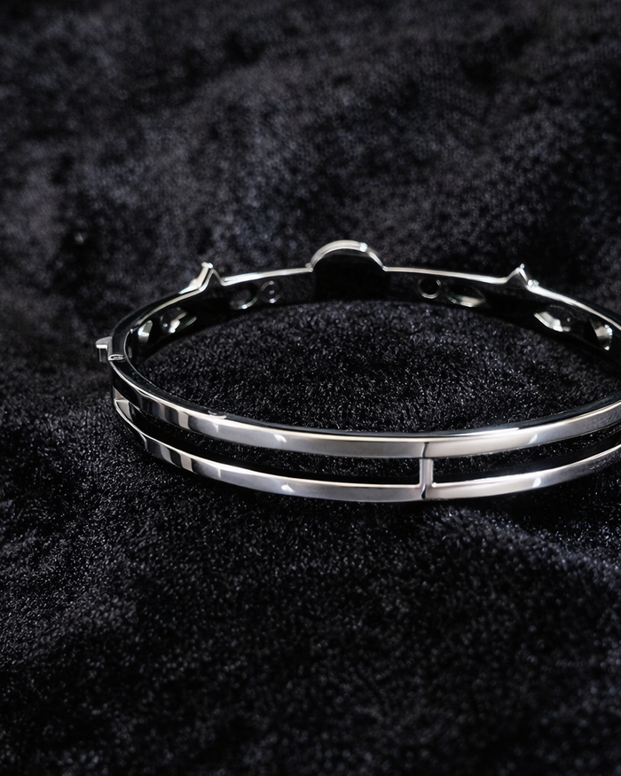 Silver Floral Bangle Bracelet