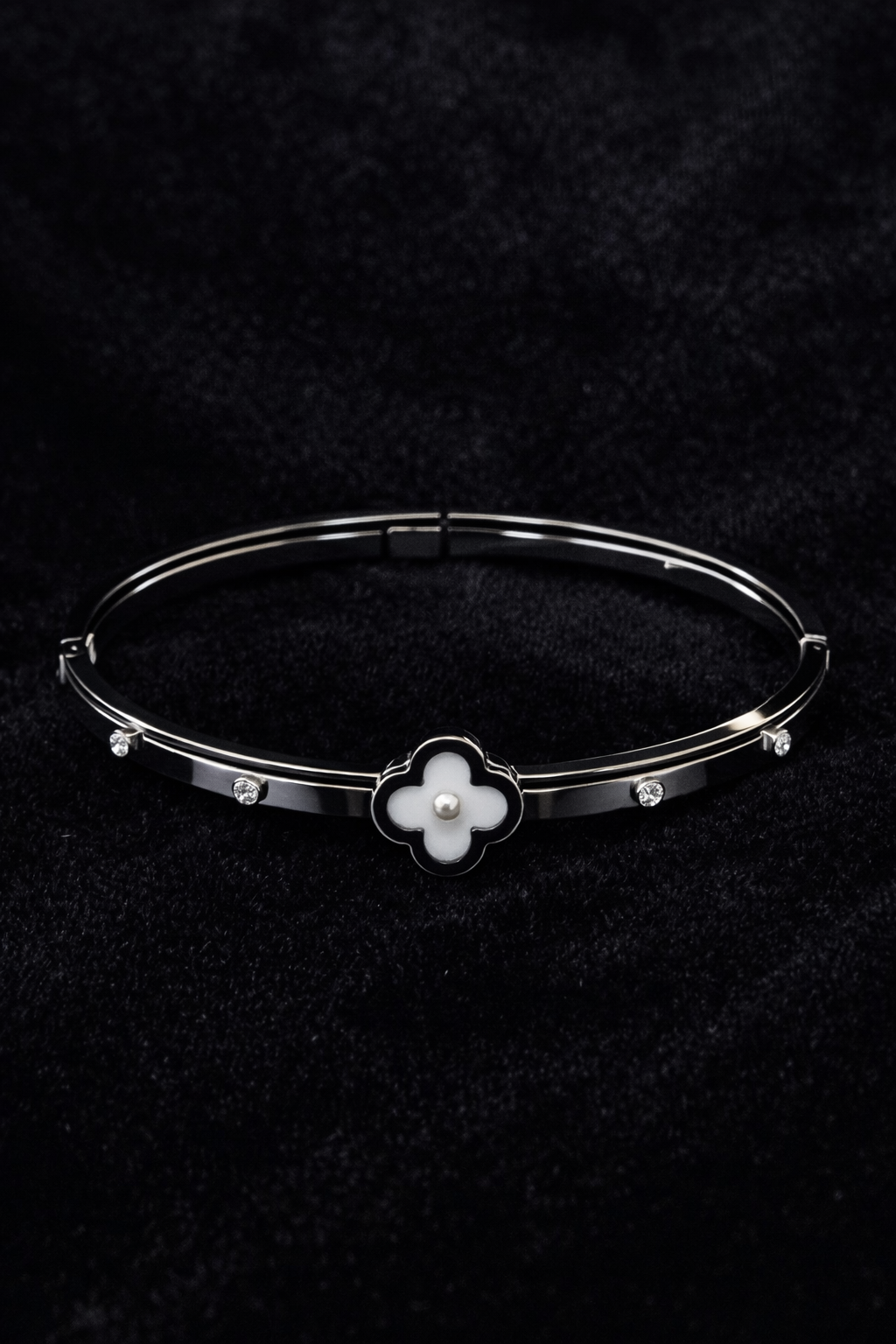 Silver Floral Bangle Bracelet