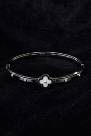 Silver Floral Bangle Bracelet