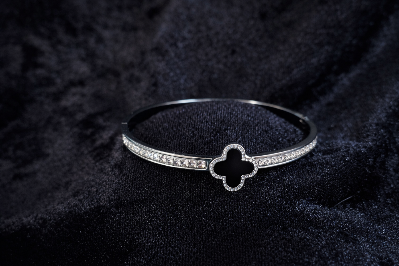 Silver Clover Charm Bangle Bracelet