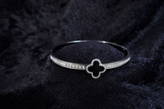 Silver Clover Charm Bangle Bracelet