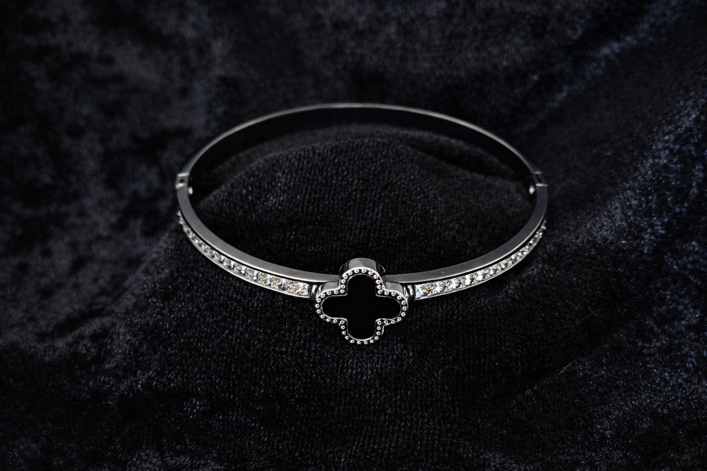 Silver Clover Charm Bangle Bracelet
