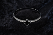 Silver Clover Charm Bangle Bracelet
