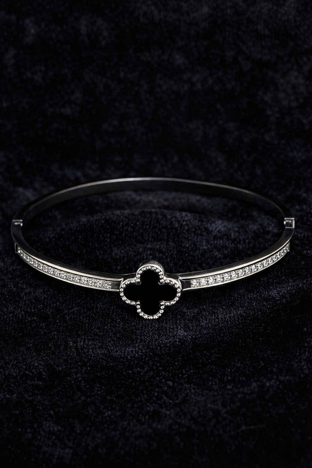 Silver Clover Charm Bangle Bracelet