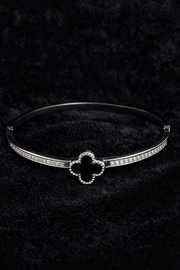 Silver Clover Charm Bangle Bracelet