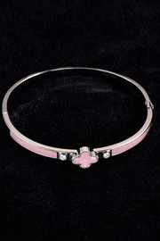 Pink Clover Charm Bangle Bracelet