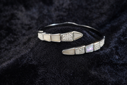 Silver Cuff Bracelet with Mother of Pearl & Crystals