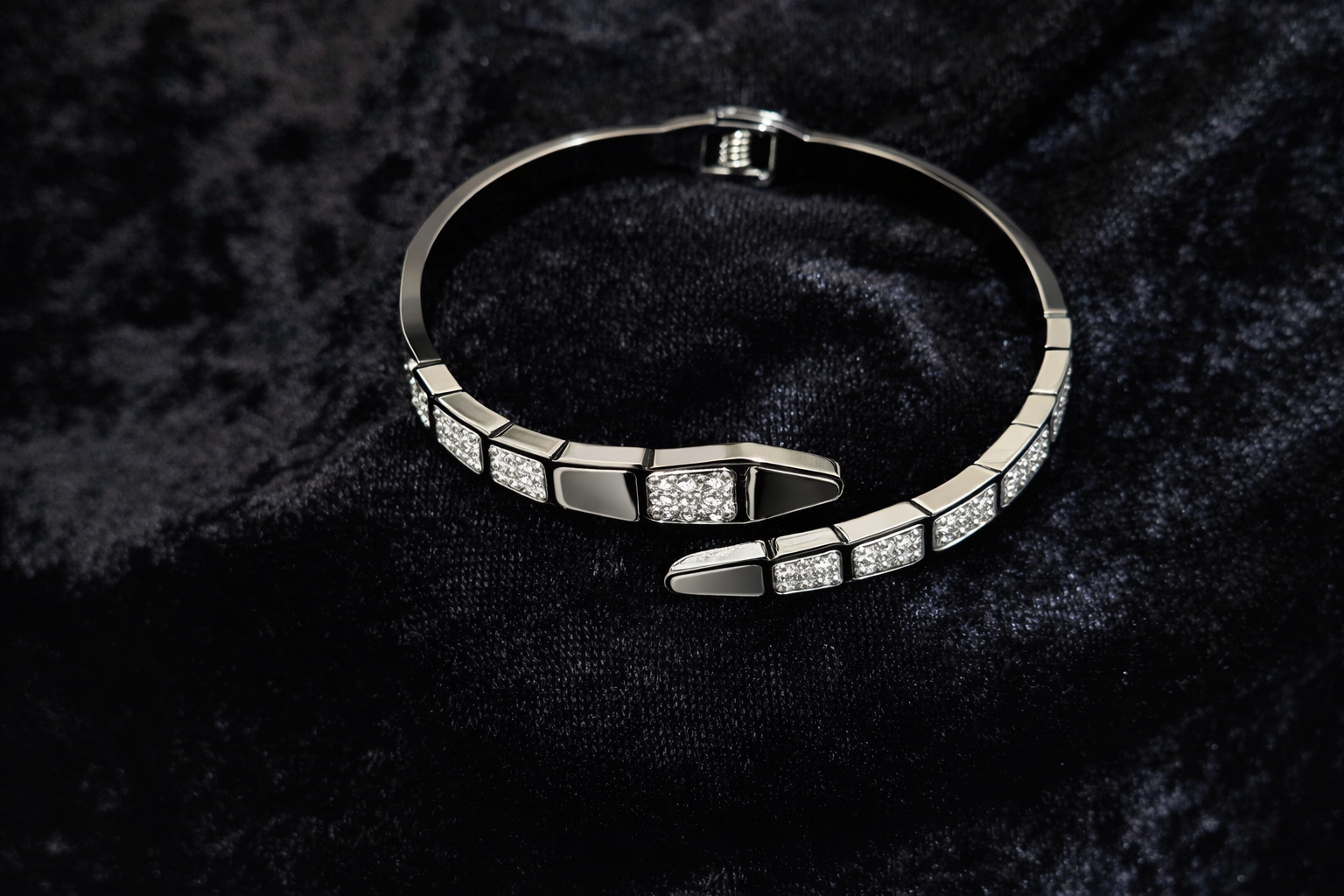 Silver Cuff Bracelet with Mother of Pearl & Crystals
