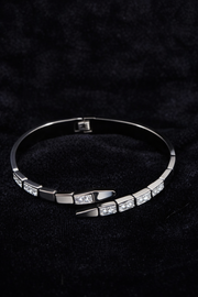 Silver Cuff Bracelet with Mother of Pearl & Crystals