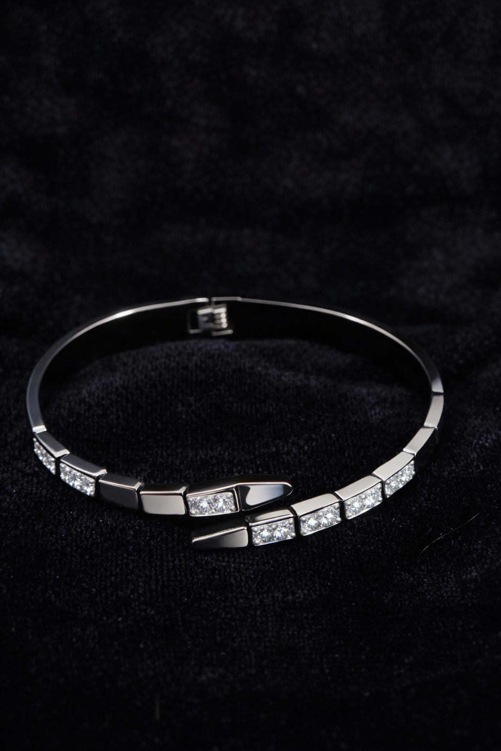 Silver Cuff Bracelet with Mother of Pearl & Crystals