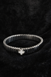 Silver Clover Mother-of-Pearl Bangle