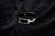 Sleek Black Enamel Silver Bangle
