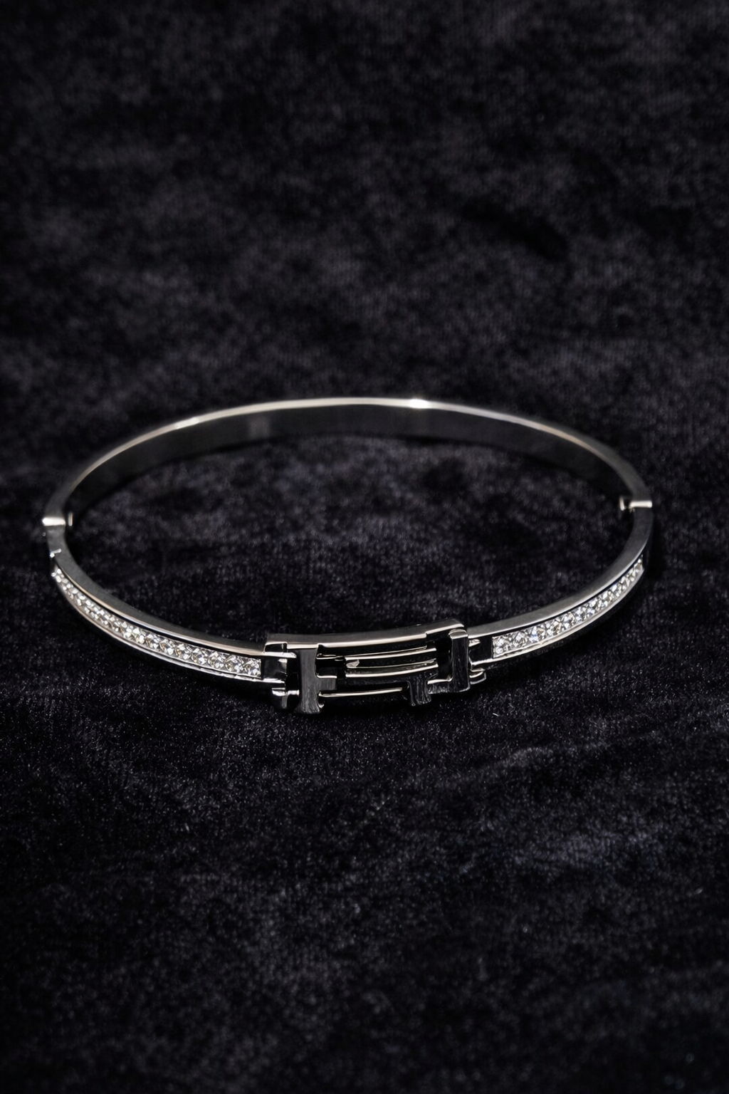 Black & Crystal Bangle Bracelet