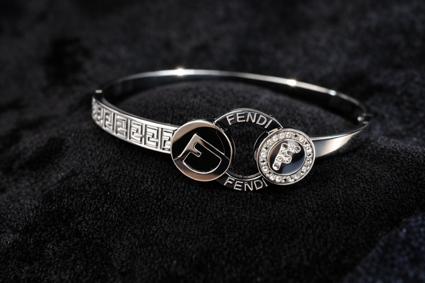 Silver Crystal Signature Bangle