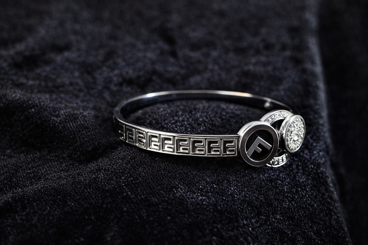 Silver Crystal Signature Bangle