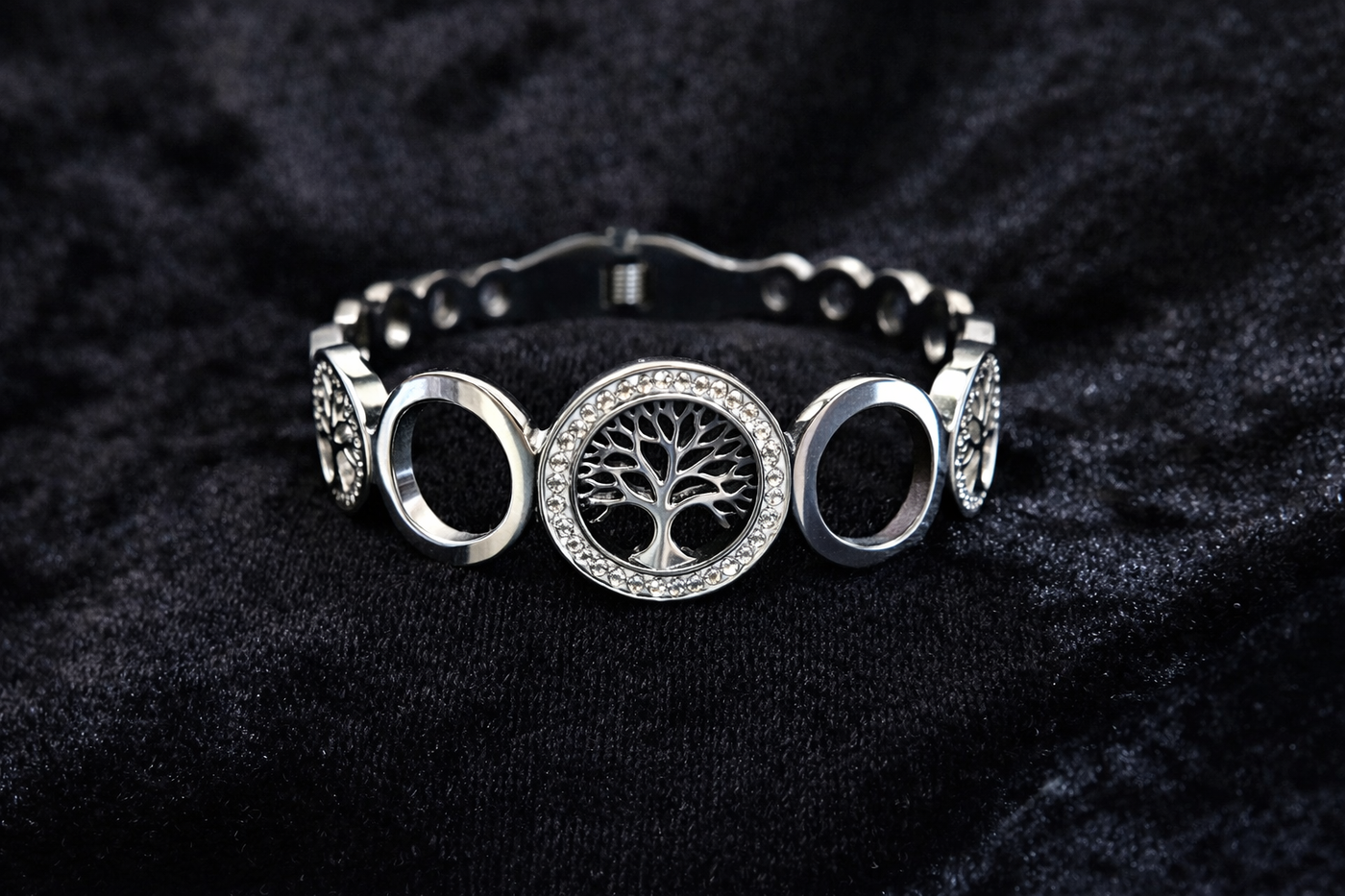 Silver Tree of Life Bracelet with Crystals