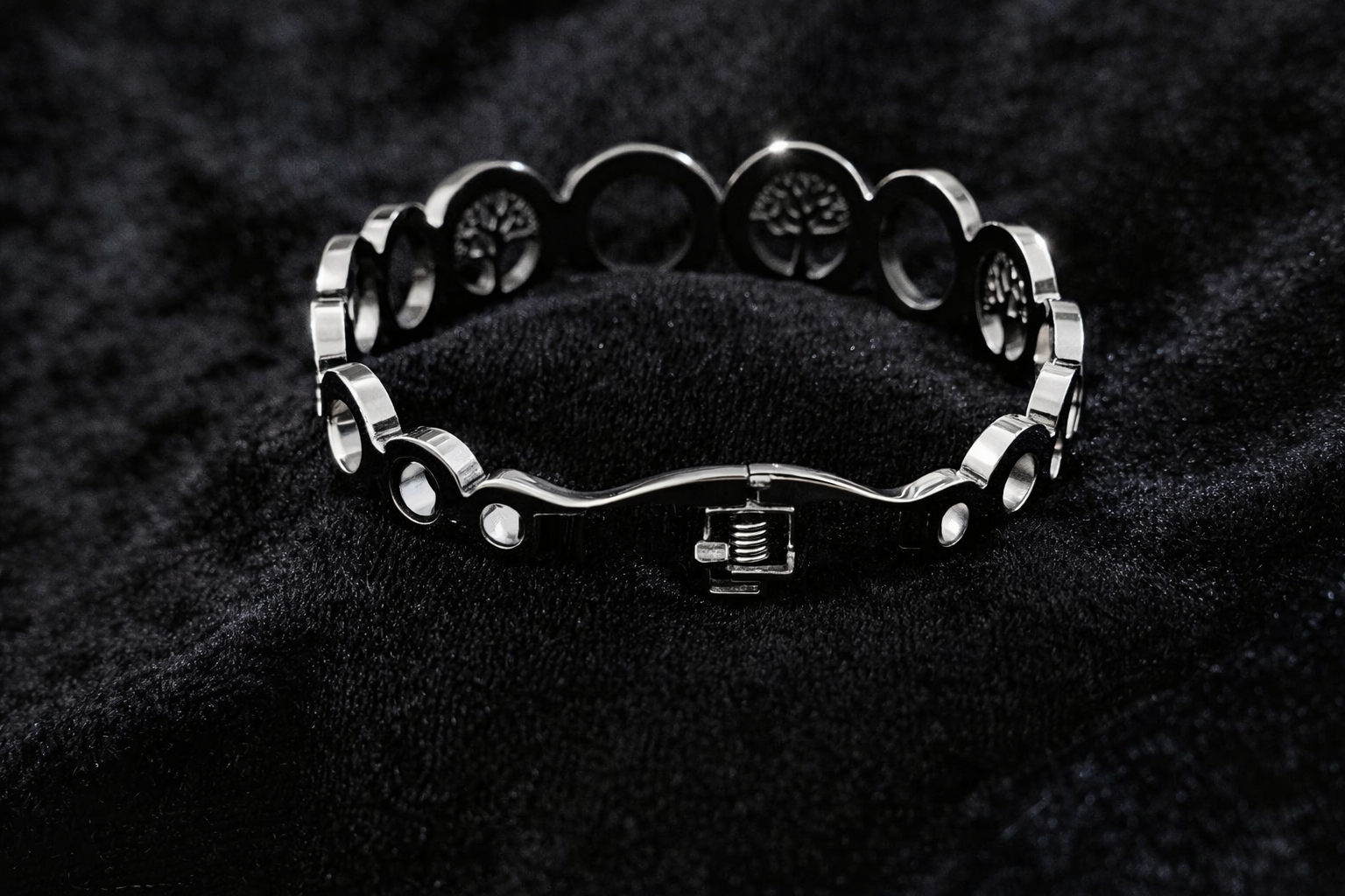 Silver Tree of Life Bracelet with Crystals