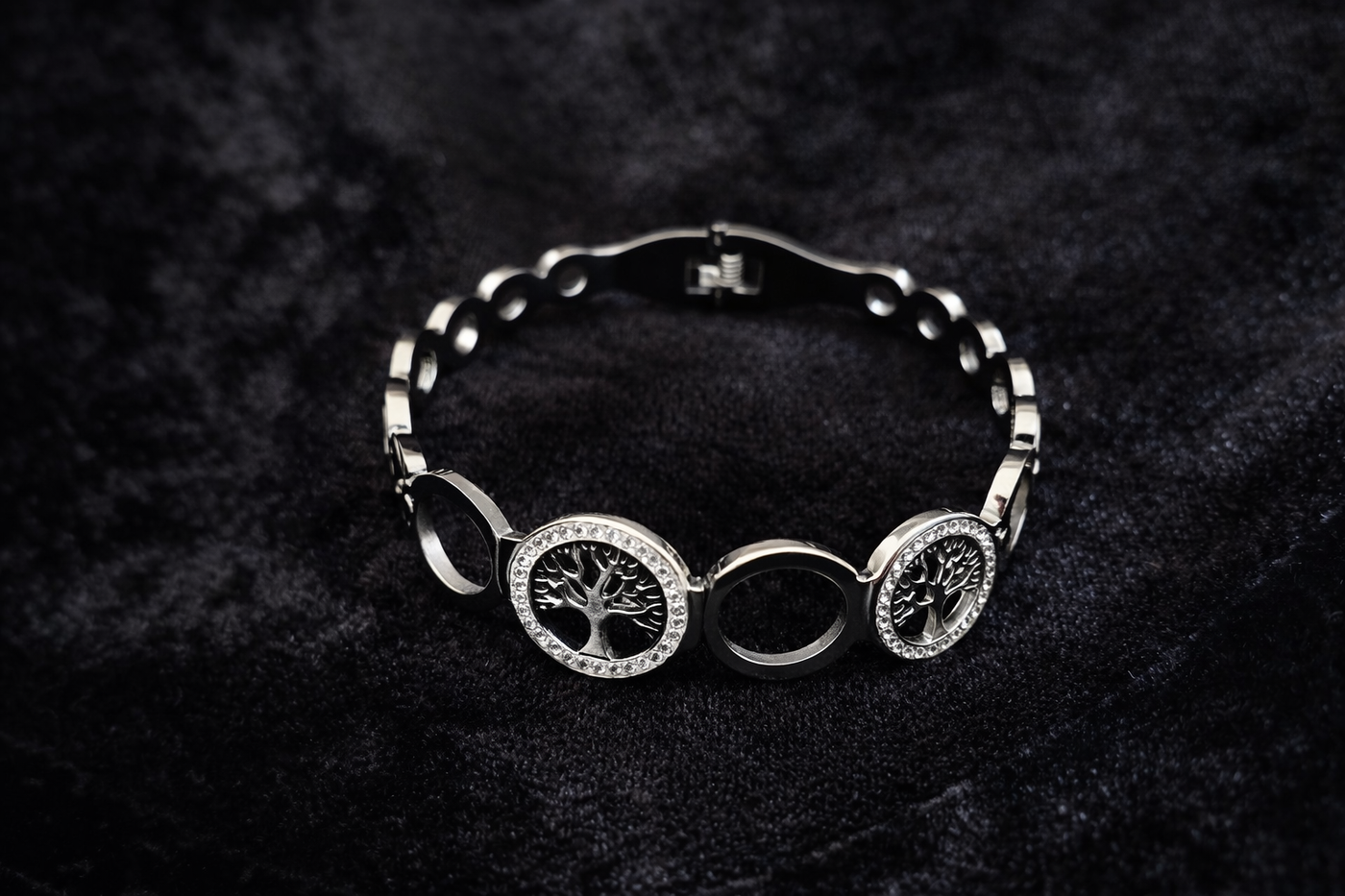 Silver Tree of Life Bracelet with Crystals