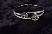 Silver Tree of Life Crystal Bangle