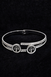 Silver Tree of Life Crystal Bangle