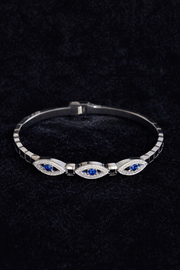 Silver Evil Eye Bracelet with Blue Crystals