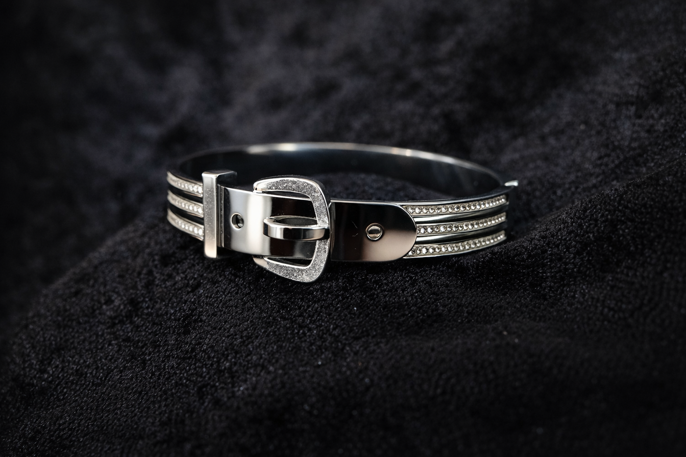 Silver Buckle Accent Bracelet