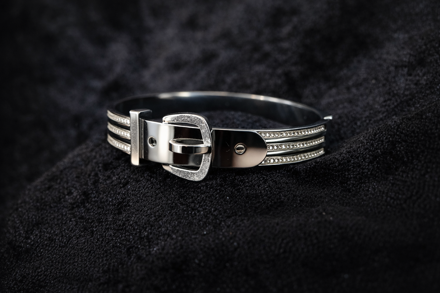 Silver Buckle Accent Bracelet