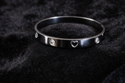 Heart & Crystal Stainless Steel Bangle