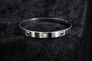 Heart & Crystal Stainless Steel Bangle