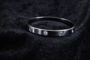 Heart & Crystal Stainless Steel Bangle
