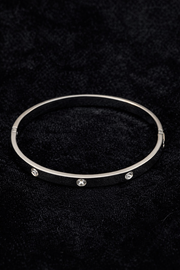 Heart & Crystal Stainless Steel Bangle